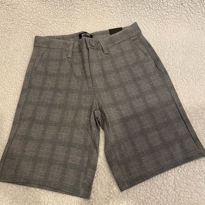 Only and sons dress shorts. Grey checkered pattern and about new high length.